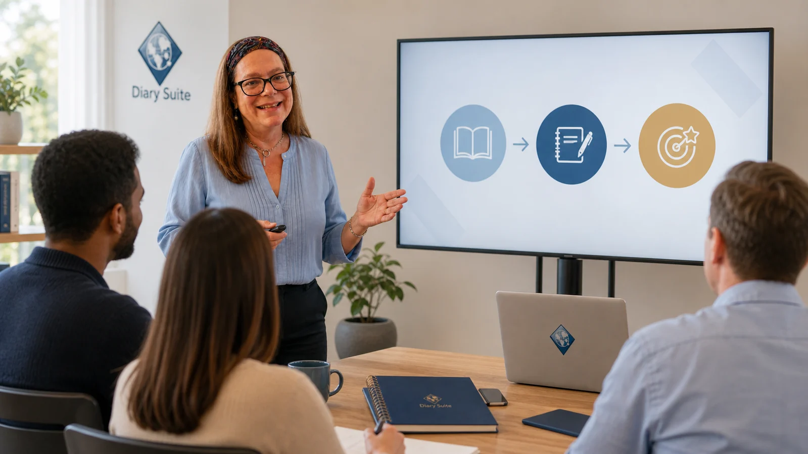 Diane leading a small Diary Suite Academy workshop